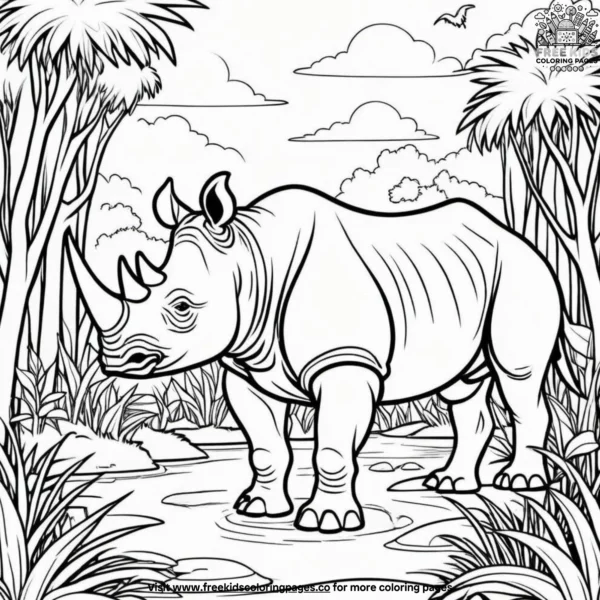 Jungle rhino coloring pages