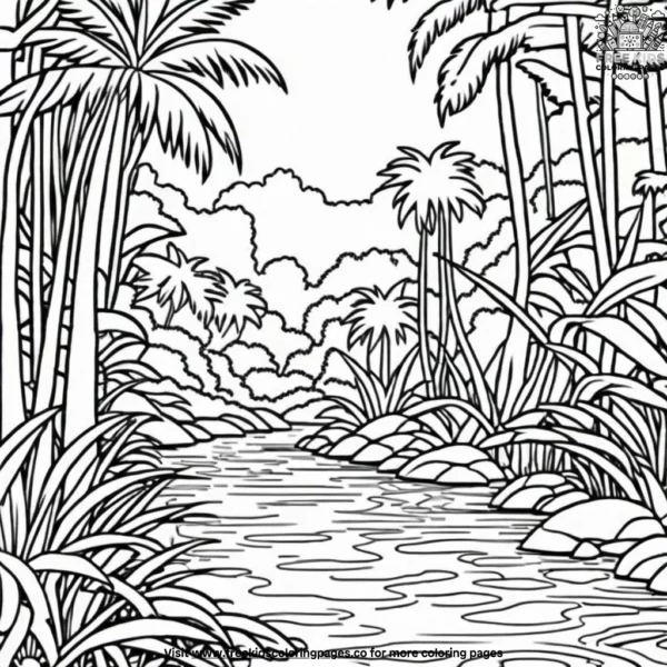 Jungle riverbank coloring pages