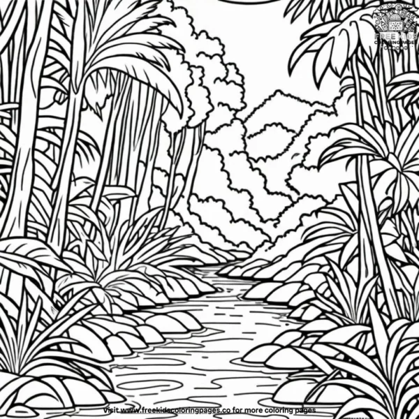 Jungle stream coloring pages