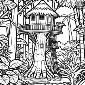 Jungle treehouse coloring pages