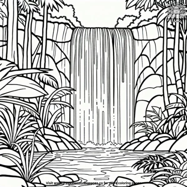 Jungle waterfall coloring pages