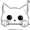 Kawaii Cat Playing Hide and Seek Coloring Pages