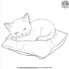 Kawaii Cat Sleeping on a Pillow Coloring Pages