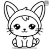 Kawaii Cat Wearing Bunny Ears Coloring Pages