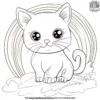 Kawaii Cat and Rainbow Coloring Pages