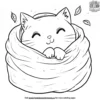 Kawaii Cat in a Cozy Blanket Coloring Pages