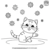 Kitten and Snowflake Coloring Pages