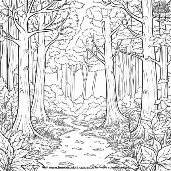 Leafy trees coloring pages