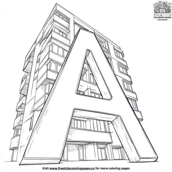 Letter a building coloring pages