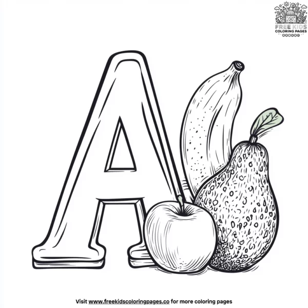 Letter a fruits coloring pages