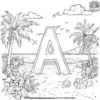 Letter A On The Beach Coloring Pages