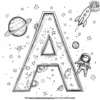 Letter A in Space Coloring Pages