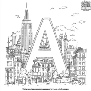 Letter A in the City Coloring Pages