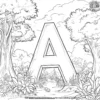 Letter A in the Jungle Coloring Pages