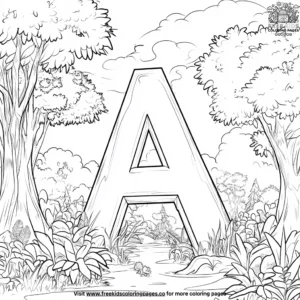 Letter A in the Jungle Coloring Pages