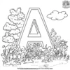 Letter A in the garden Coloring Pages