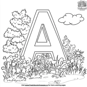 Letter A in the garden Coloring Pages