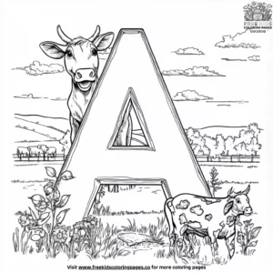 Letter A on a Farm Coloring Pages