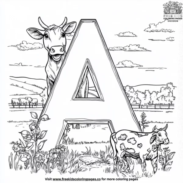 Letter a on a farm coloring pages