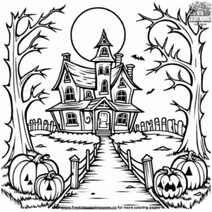 Lonely Pathway to Haunted House Coloring Pages