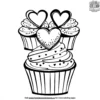 Love shaped Cupcakes Coloring Pages