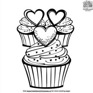 Love shaped cupcakes coloring pages