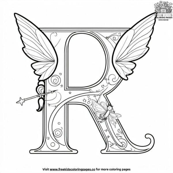 Magical fairy alphabet coloring pages