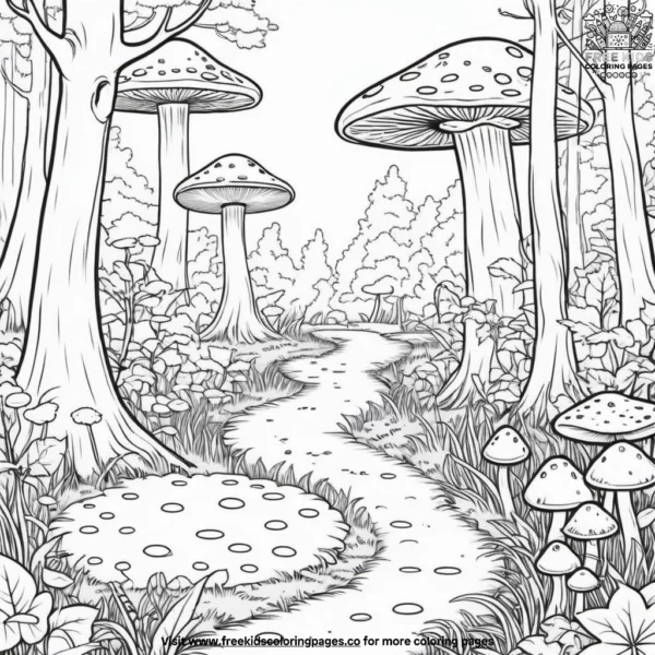 Magical mushrooms coloring pages