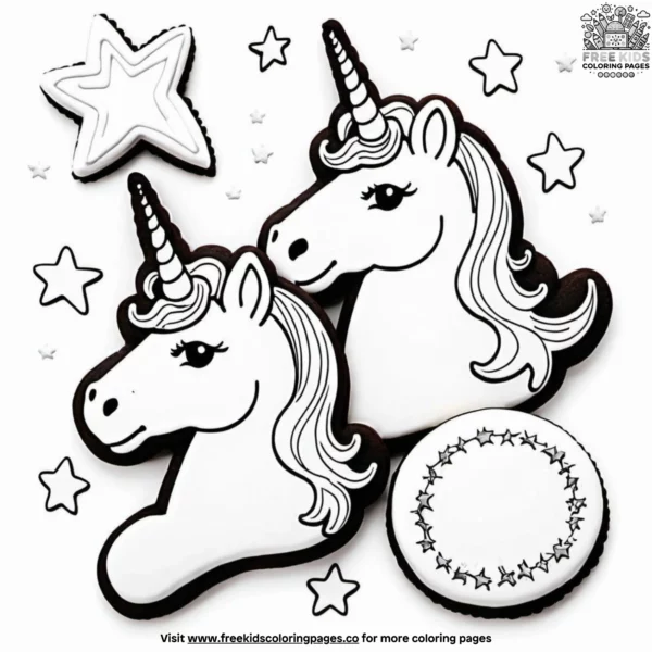 Magical unicorn cookie coloring pages