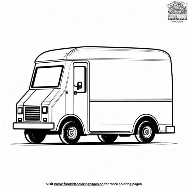 Mail delivery van coloring pages