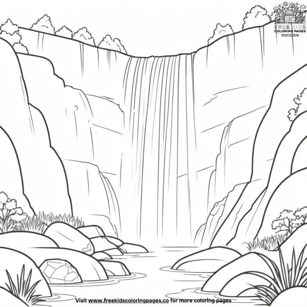 Majestic waterfall gorge coloring pages