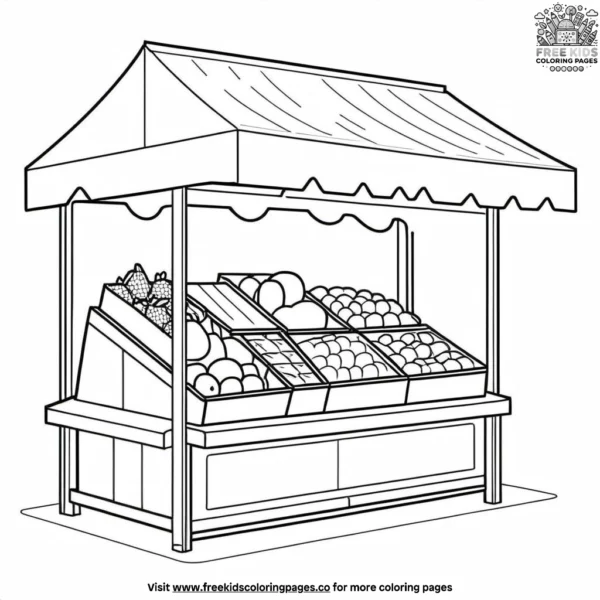 Market stall coloring pages