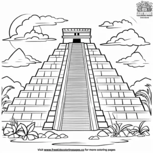 Mayan Pyramid Coloring Pages