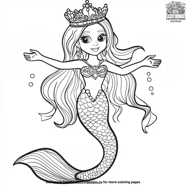 Magical mermaid princess coloring pages