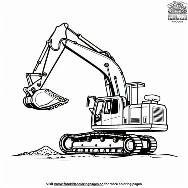 Mighty excavator coloring pages