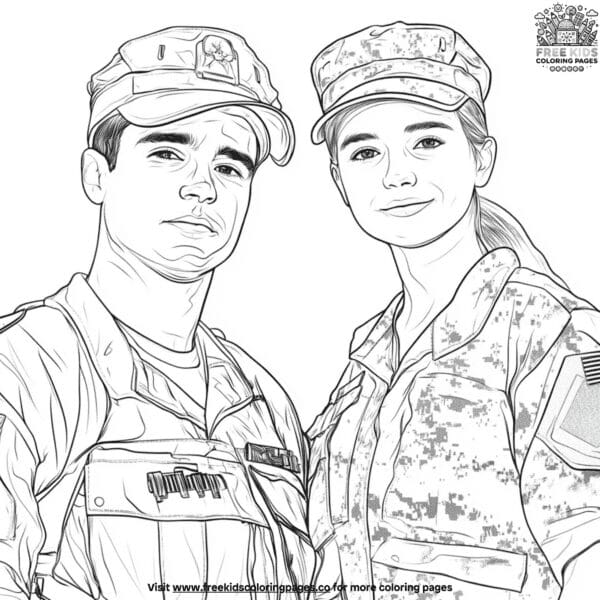 Military uniforms coloring pages