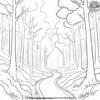 Misty Forest Path Coloring Pages