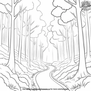 Misty Forest Path Coloring Pages