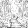 Misty Forest Road Coloring Pages