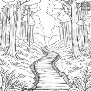 Misty Forest Road Coloring Pages