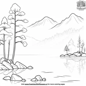 Misty Lake Shore Coloring Pages