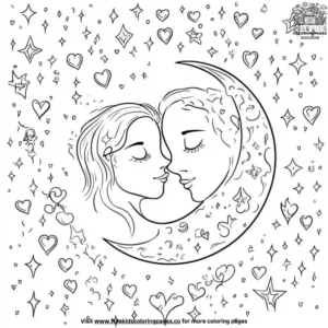 Moon Love Coloring Pages