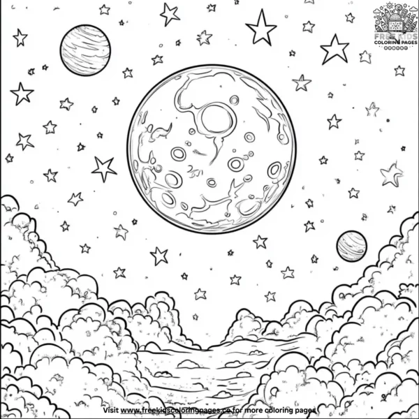 Moon play coloring pages