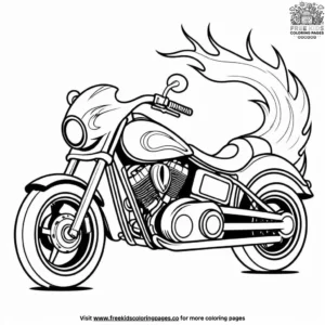 Motorcycle with Flames Coloring Pages