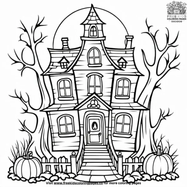 Mystic haunted house coloring pages