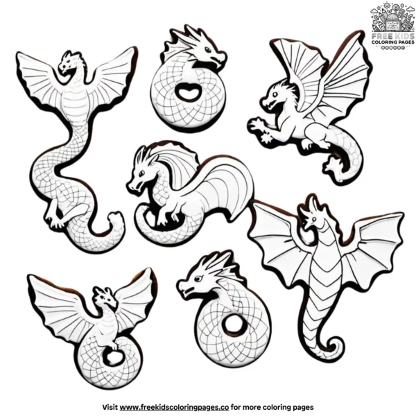 Mythical creature cookies coloring pages