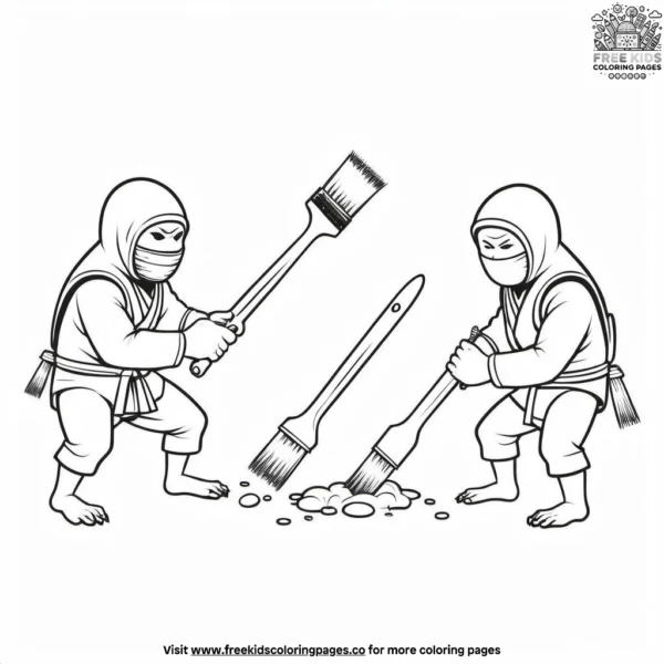 Nail brush ninjas coloring pages