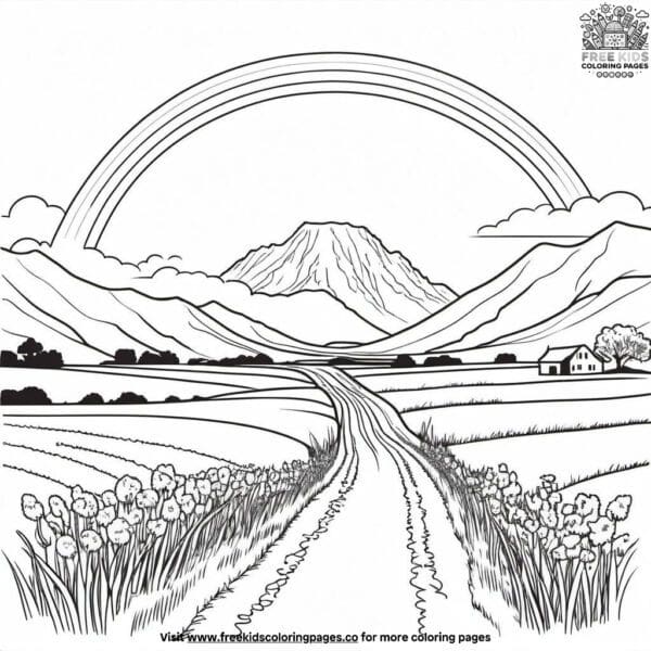 Nature’s rainbow after the rain coloring pages