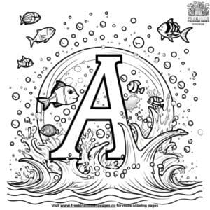 Ocean Alphabet Splash Coloring Pages