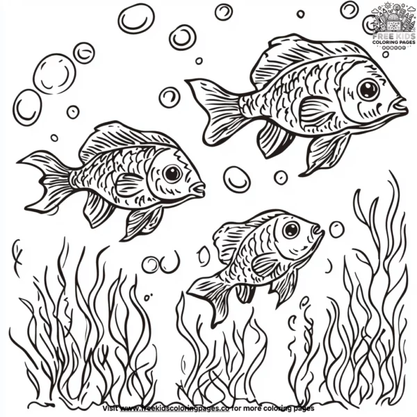 Ocean bubbles and fish coloring pages